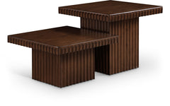 Malibu Brown Wood And Oak Veneer 2-Piece Coffee Table - Ornate Home