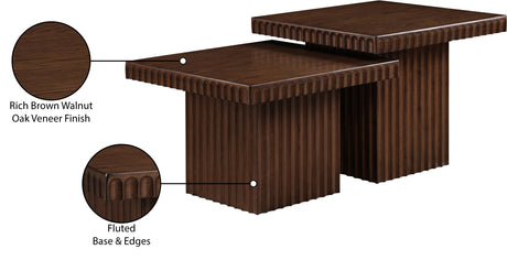 Malibu Brown Wood And Oak Veneer 2-Piece Coffee Table - Ornate Home