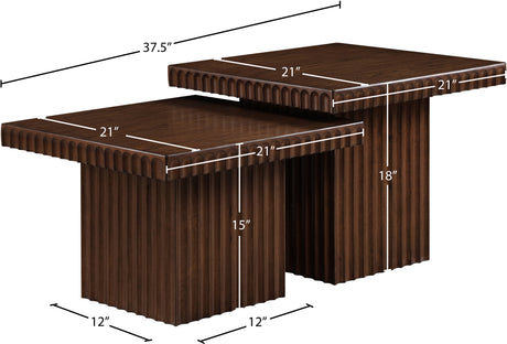 Malibu Brown Wood And Oak Veneer 2-Piece Coffee Table - Ornate Home