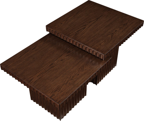 Malibu Brown Wood And Oak Veneer 2-Piece Coffee Table - Ornate Home