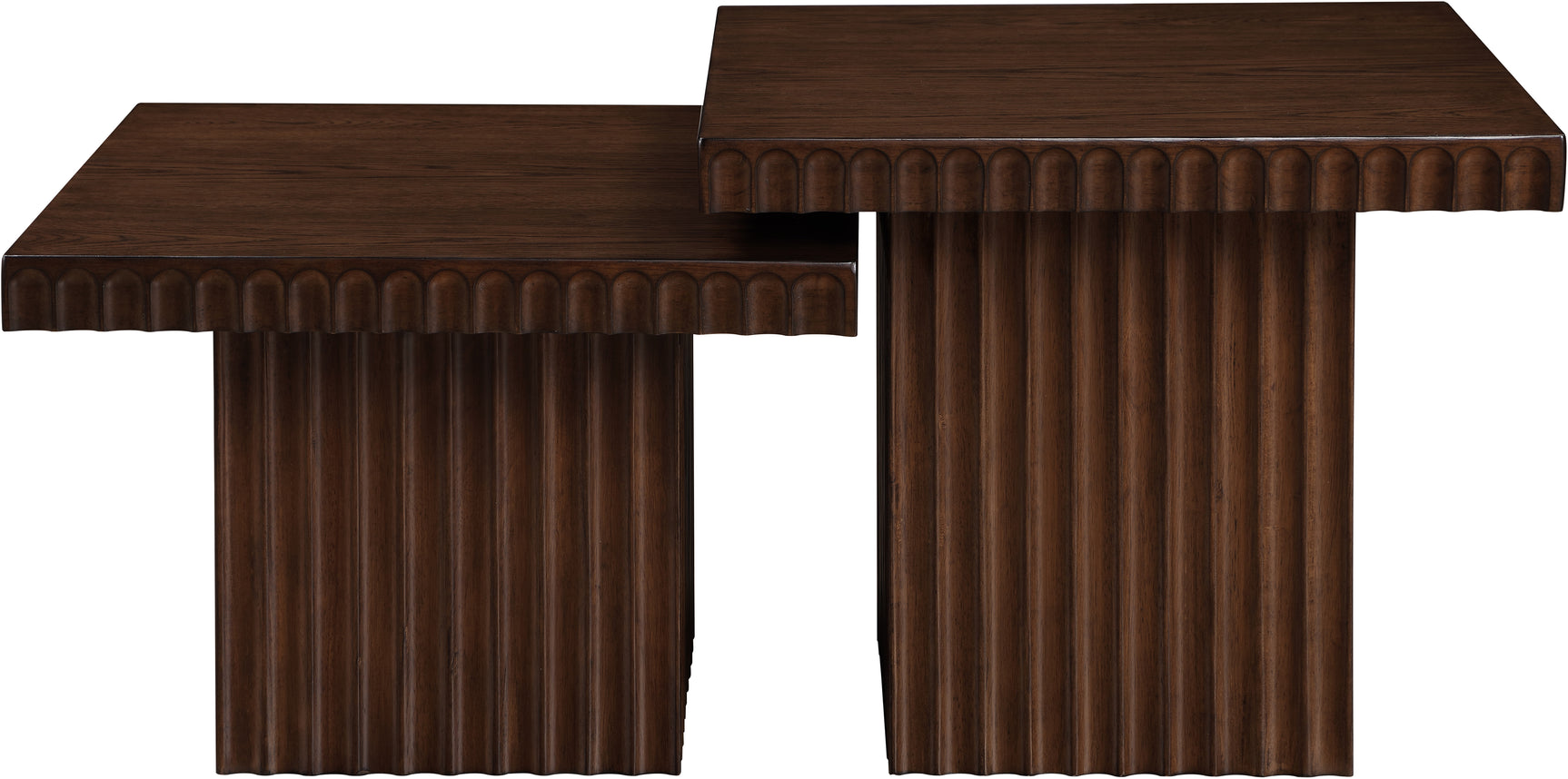 Malibu Brown Wood And Oak Veneer 2-Piece Coffee Table - Ornate Home