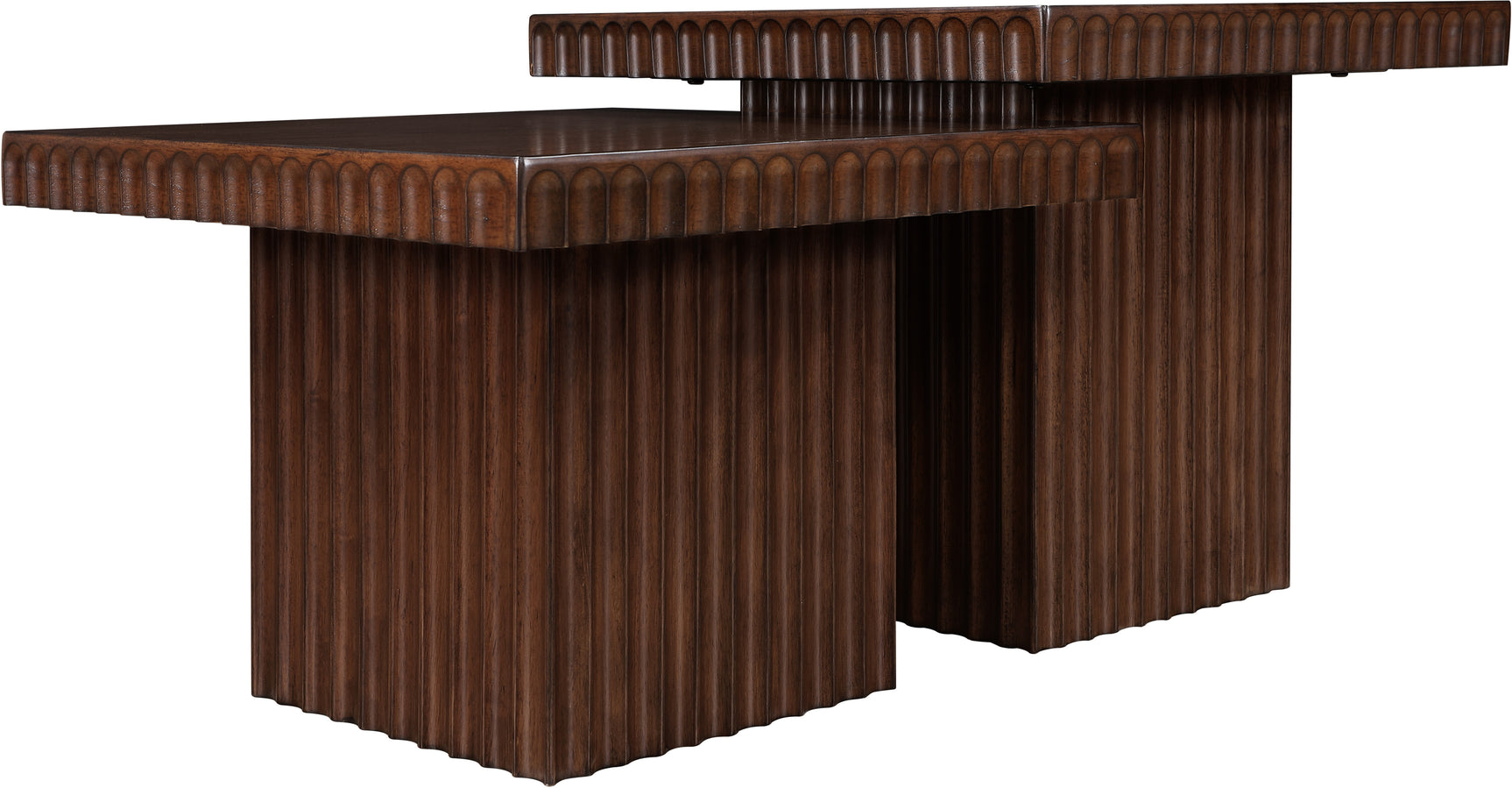 Malibu Brown Wood And Oak Veneer 2-Piece Coffee Table - Ornate Home