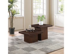 Malibu Brown Wood And Oak Veneer 2-Piece Coffee Table - Ornate Home