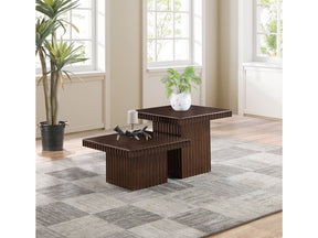 Malibu Brown Wood And Oak Veneer 2-Piece Coffee Table - Ornate Home