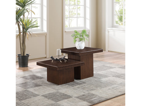 Malibu Brown Wood And Oak Veneer 2-Piece Coffee Table - Ornate Home