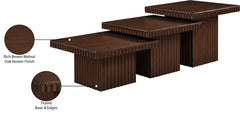 Malibu Brown Wood And Oak Veneer 3-Piece Coffee Table - Ornate Home