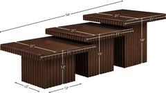 Malibu Brown Wood And Oak Veneer 3-Piece Coffee Table - Ornate Home
