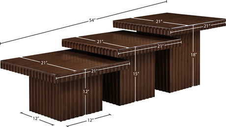 Malibu Brown Wood And Oak Veneer 3-Piece Coffee Table - Ornate Home