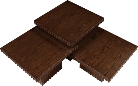 Malibu Brown Wood And Oak Veneer 3-Piece Coffee Table - Ornate Home
