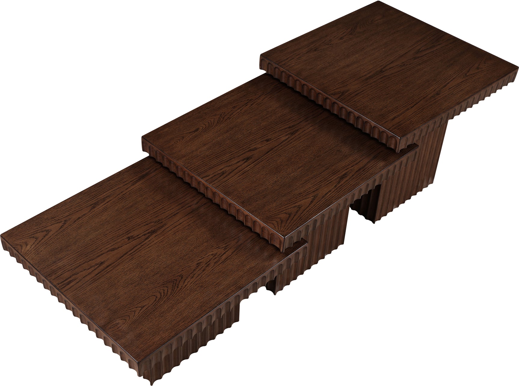 Malibu Brown Wood And Oak Veneer 3-Piece Coffee Table - Ornate Home