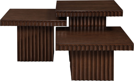 Malibu Brown Wood And Oak Veneer 3-Piece Coffee Table - Ornate Home