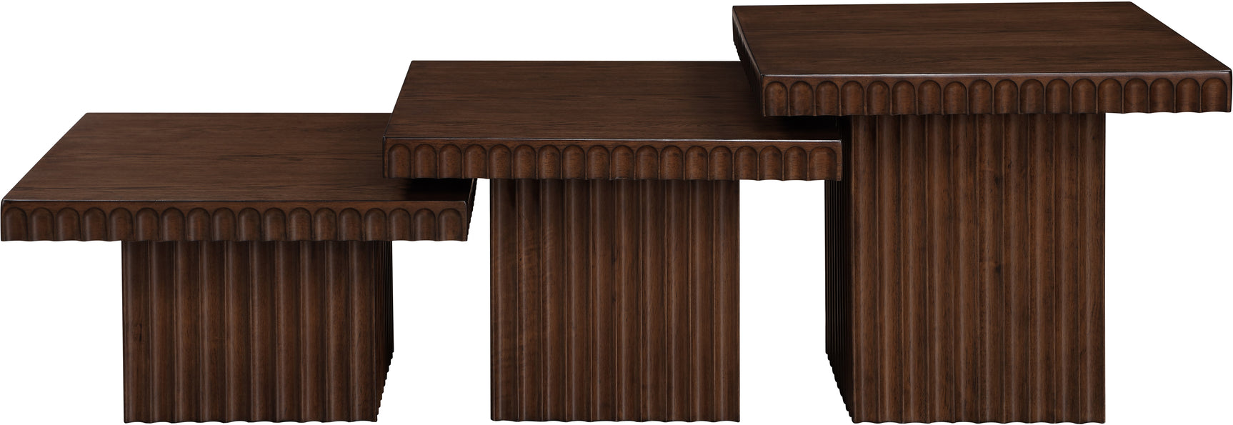 Malibu Brown Wood And Oak Veneer 3-Piece Coffee Table - Ornate Home