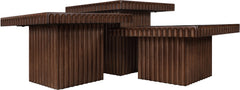 Malibu Brown Wood And Oak Veneer 3-Piece Coffee Table - Ornate Home
