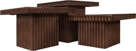 Malibu Brown Wood And Oak Veneer 3-Piece Coffee Table - Ornate Home