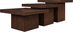 Malibu Brown Wood And Oak Veneer 3-Piece Coffee Table - Ornate Home