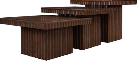 Malibu Brown Wood And Oak Veneer 3-Piece Coffee Table - Ornate Home