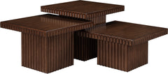 Malibu Brown Wood And Oak Veneer 3-Piece Coffee Table - Ornate Home