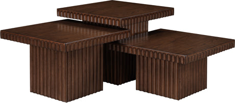 Malibu Brown Wood And Oak Veneer 3-Piece Coffee Table - Ornate Home