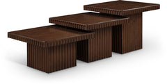 Malibu Brown Wood And Oak Veneer 3-Piece Coffee Table - Ornate Home