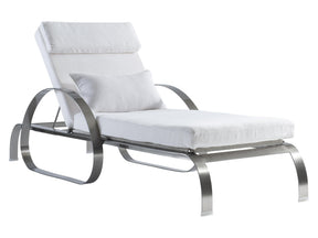 Malibu Brushed Stainless Steel/Whitecap/White/Cream Outdoor Chaise - Ornate Home