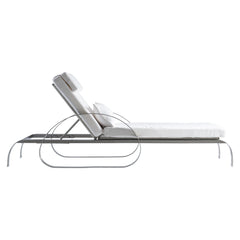 Malibu Brushed Stainless Steel/Whitecap/White/Cream Outdoor Chaise - Ornate Home