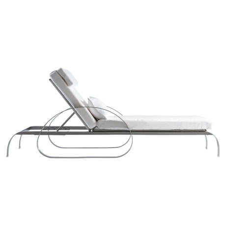 Malibu Brushed Stainless Steel/Whitecap/White/Cream Outdoor Chaise - Ornate Home