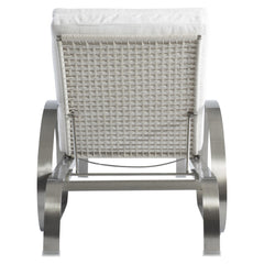 Malibu Brushed Stainless Steel/Whitecap/White/Cream Outdoor Chaise - Ornate Home