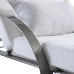Malibu Brushed Stainless Steel/Whitecap/White/Cream Outdoor Chaise - Ornate Home