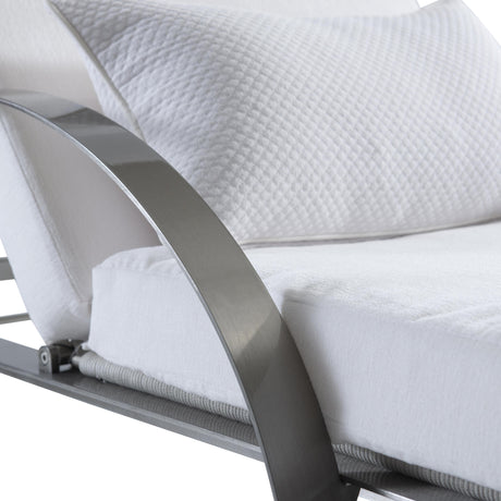 Malibu Brushed Stainless Steel/Whitecap/White/Cream Outdoor Chaise - Ornate Home