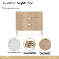 Malibu Crest Blush 3-Drawer Nightstand - Ornate Home