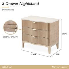 Malibu Crest Blush 3-Drawer Nightstand - Ornate Home