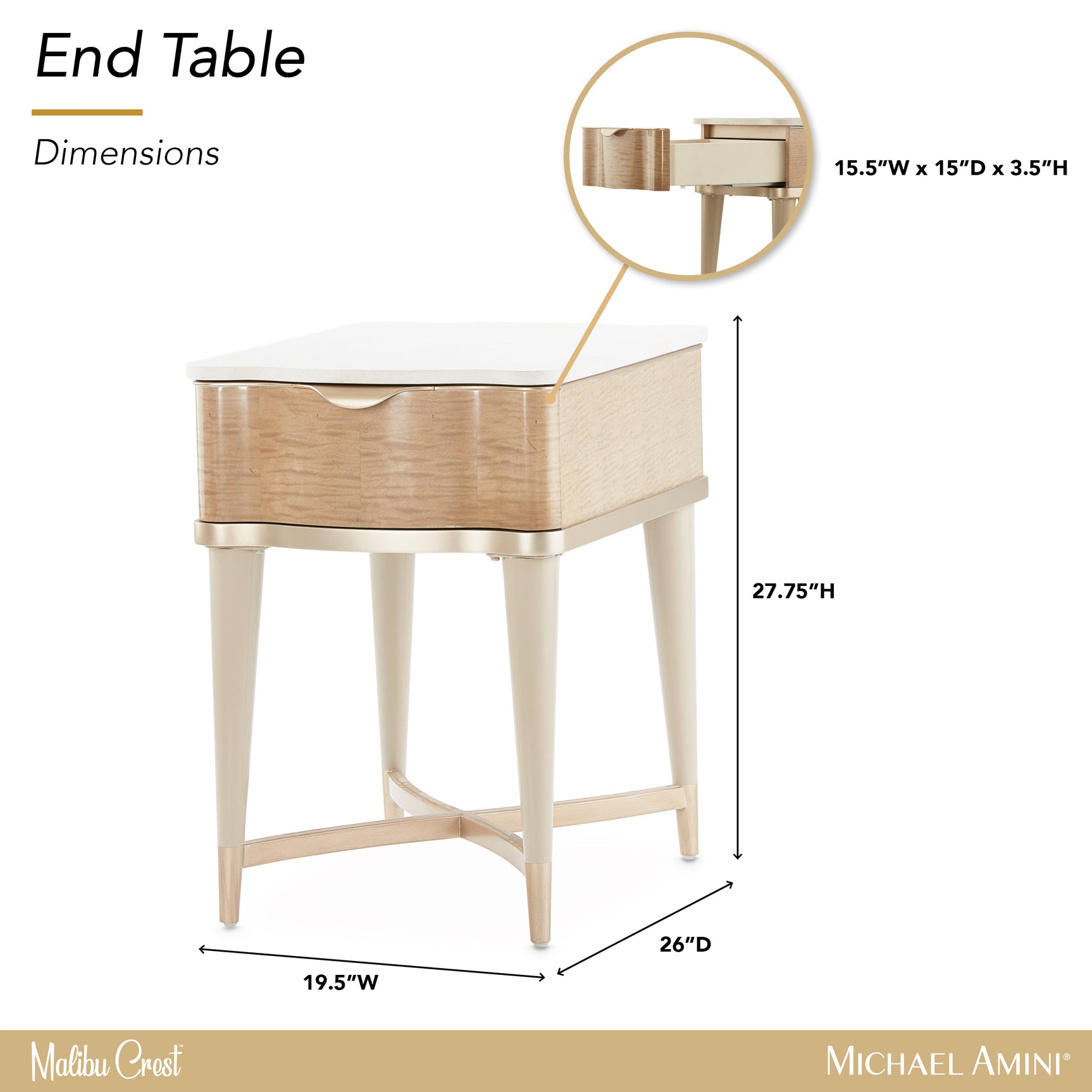 Malibu Crest Blush End Table - Ornate Home