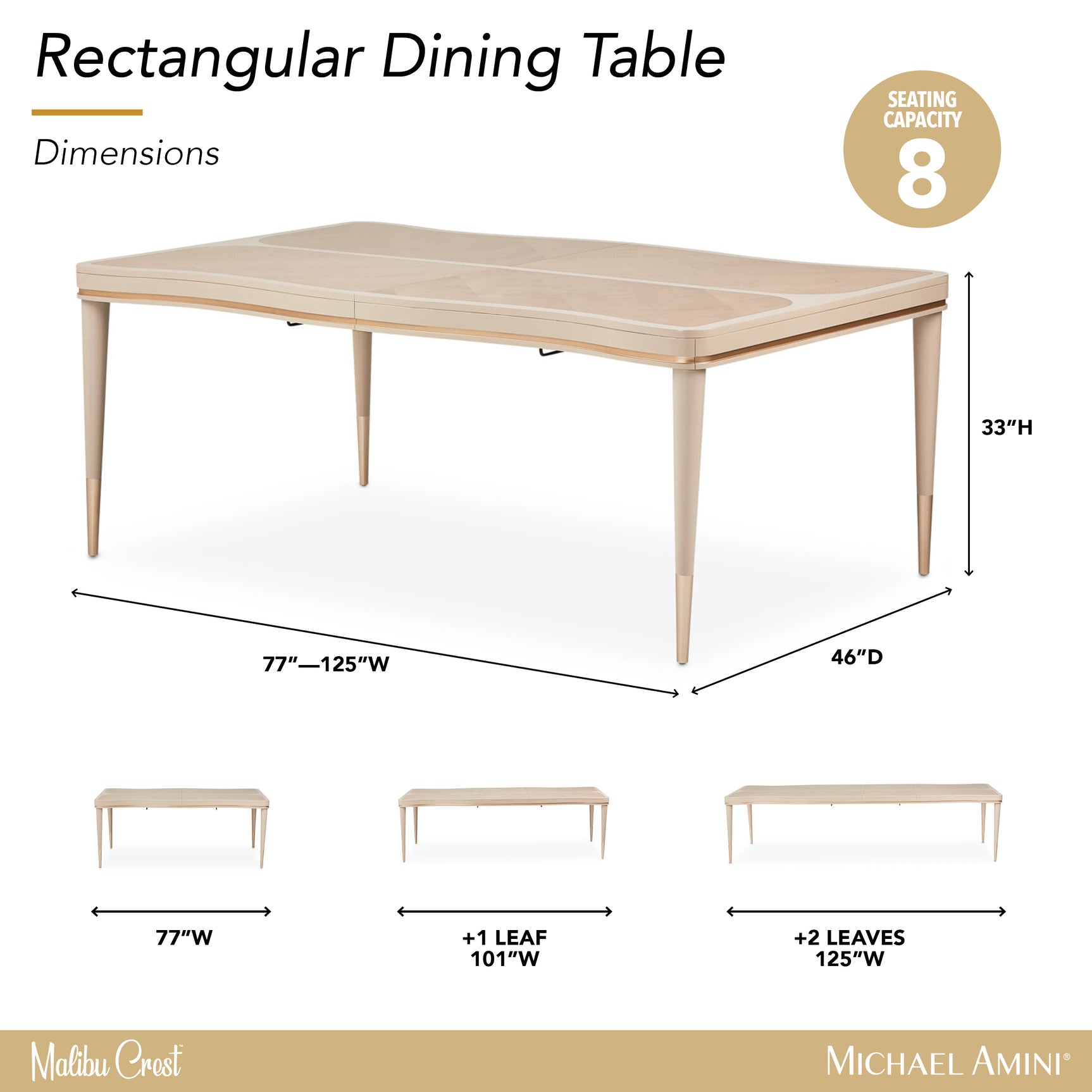 Malibu Crest Blush Rectangular Dining Table - Ornate Home