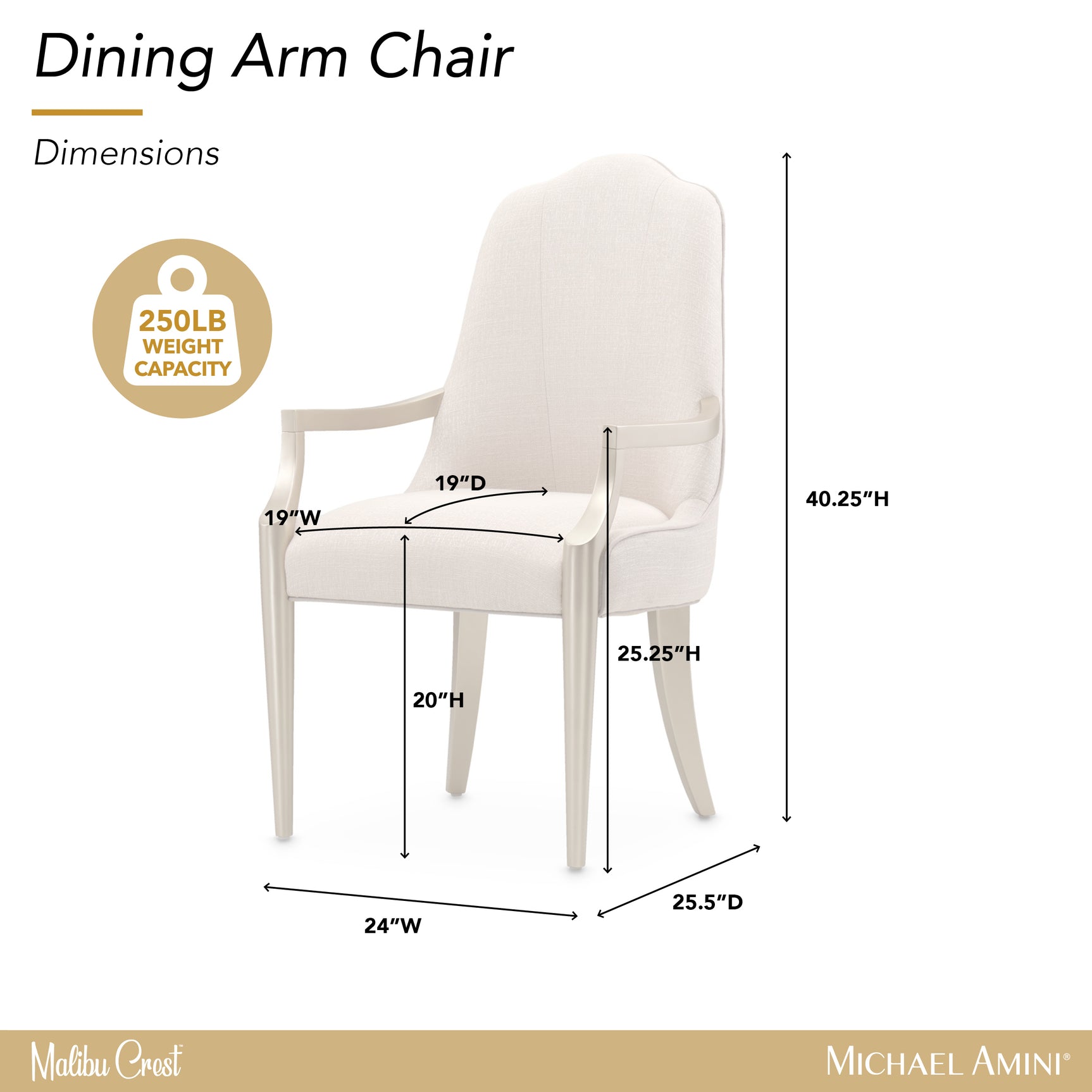 Malibu Crest Chardonnay Dining Arm Chair - Ornate Home
