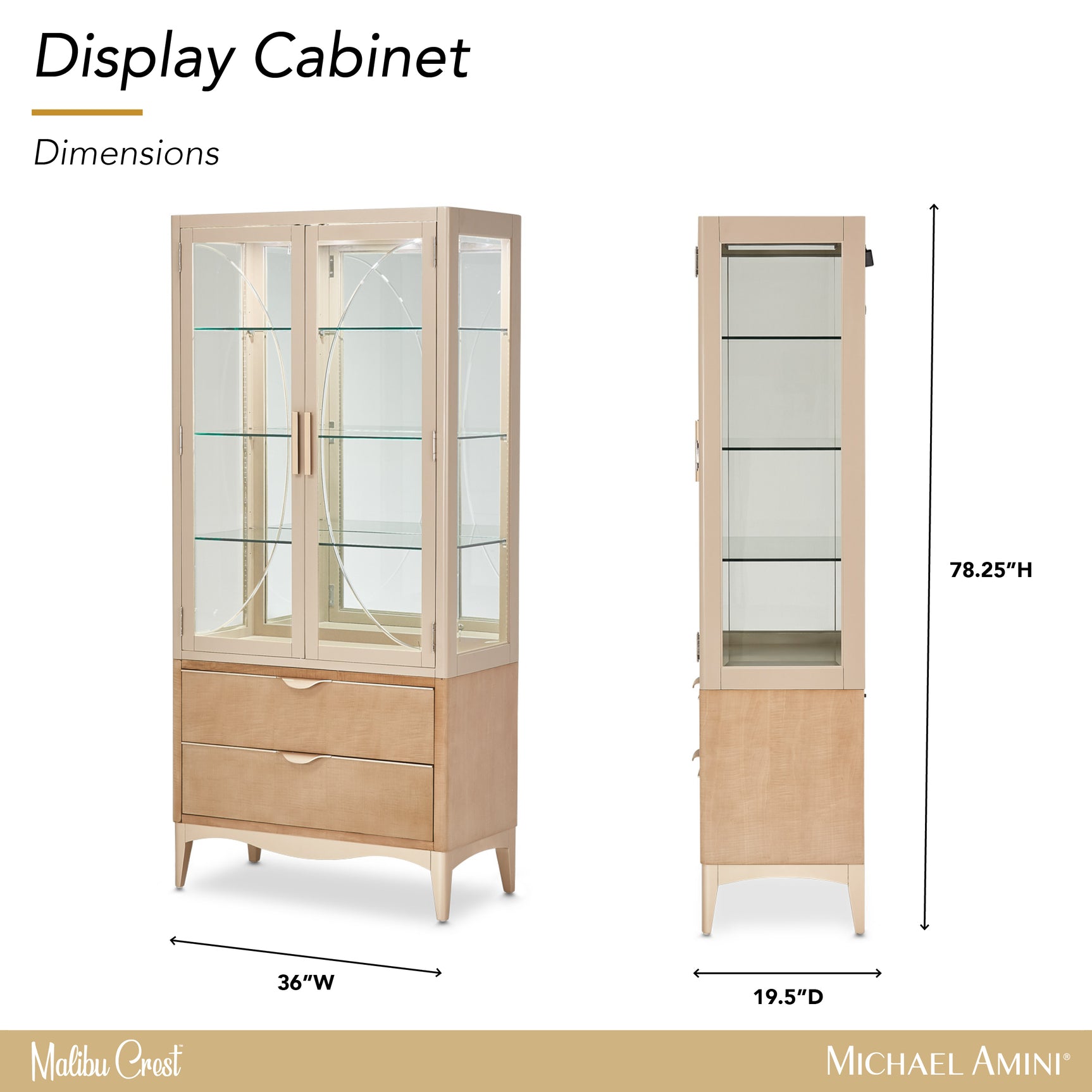 Malibu Crest Chardonnay Display Cabinet - Ornate Home
