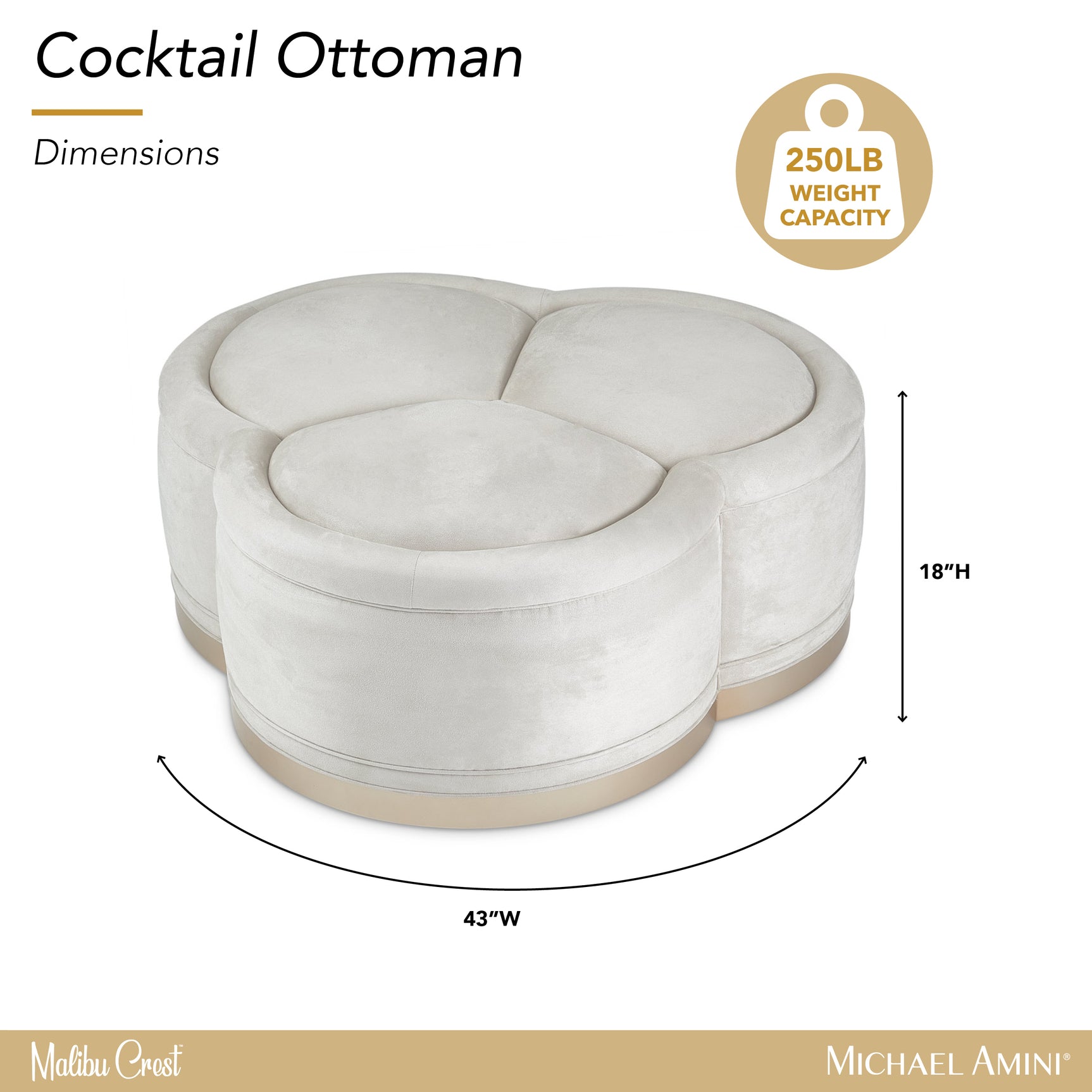 Malibu Crest Chardonnay/Doe Cocktail Ottoman - Ornate Home