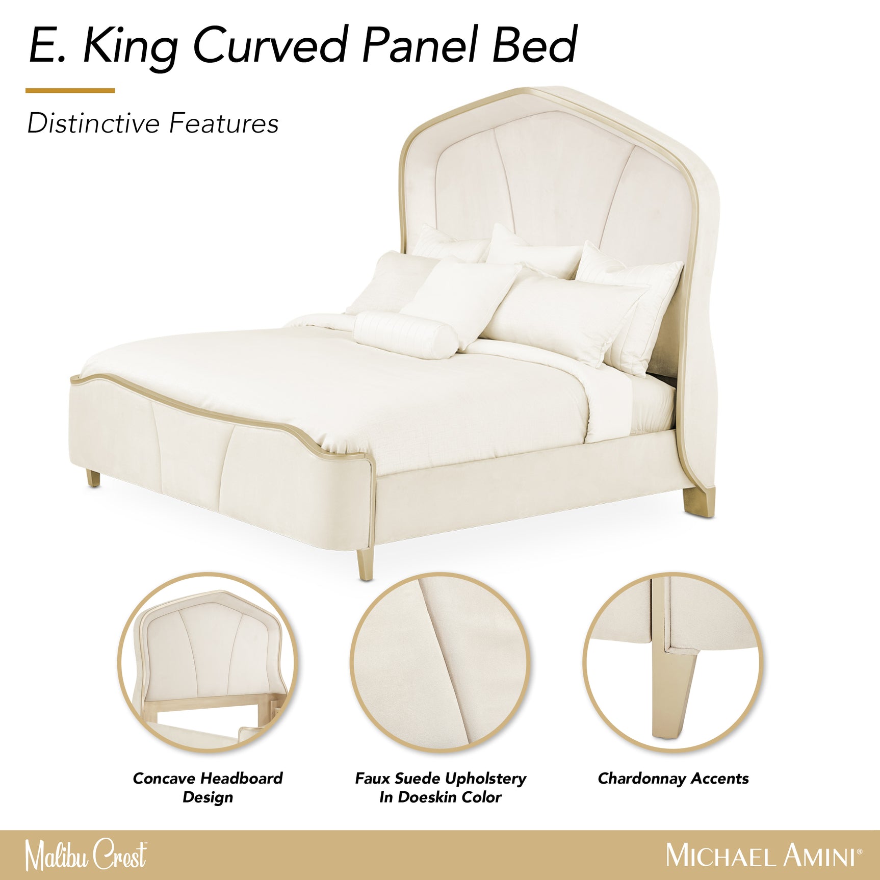 Malibu Crest Chardonnay/Doeskin Curved Panel Bed - Ornate Home