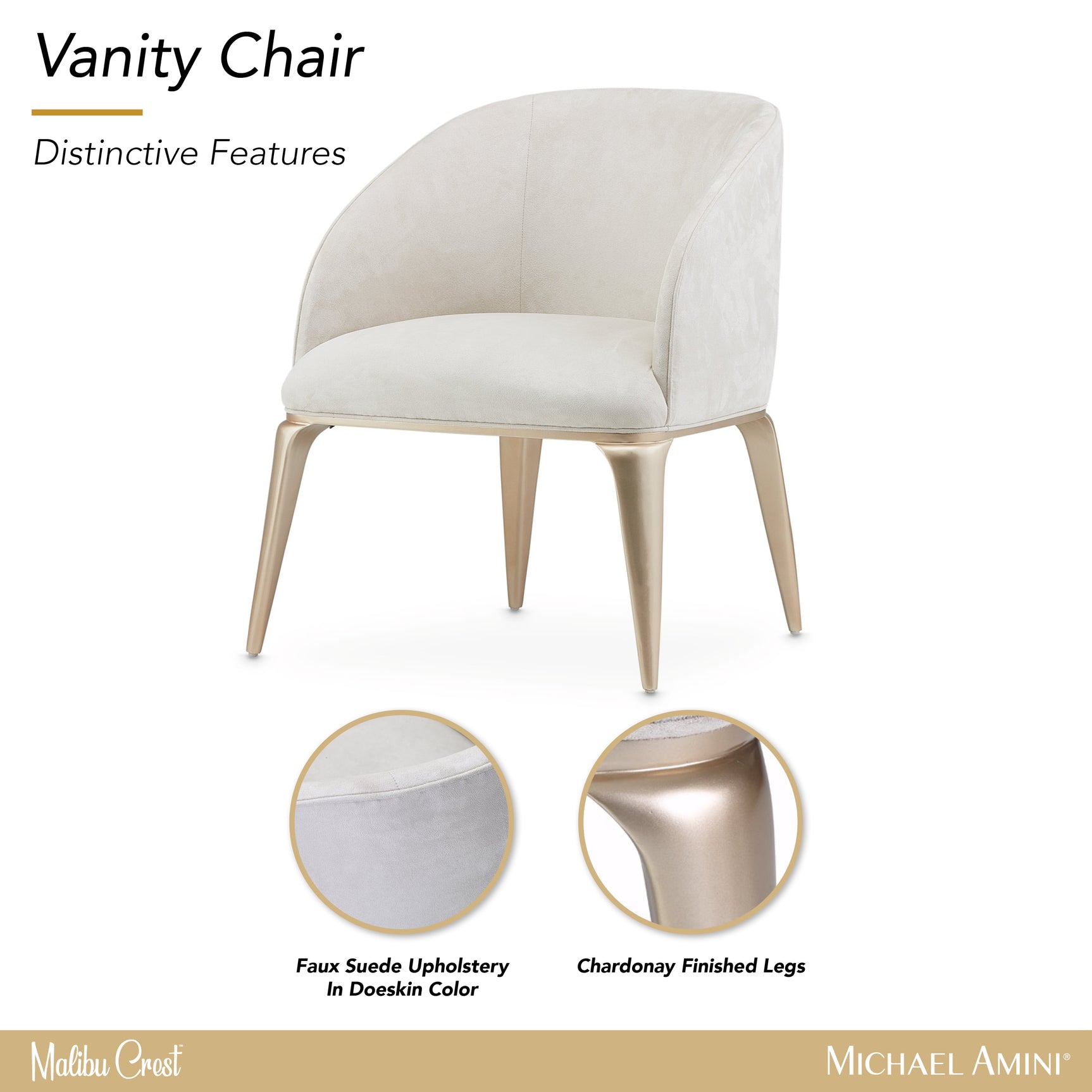 Malibu Crest Chardonnay/Doeskin Vanity Chair - Ornate Home