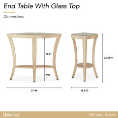 Malibu Crest Chardonnay End Table with Glass Top - Ornate Home