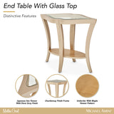 Malibu Crest Chardonnay End Table with Glass Top - Ornate Home