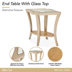 Malibu Crest Chardonnay End Table with Glass Top - Ornate Home
