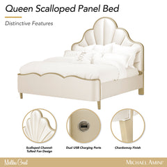 Malibu Crest Chardonnay/Porcelain Scalloped Panel Bed - Ornate Home