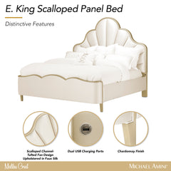 Malibu Crest Chardonnay/Porcelain Scalloped Panel Bed - Ornate Home