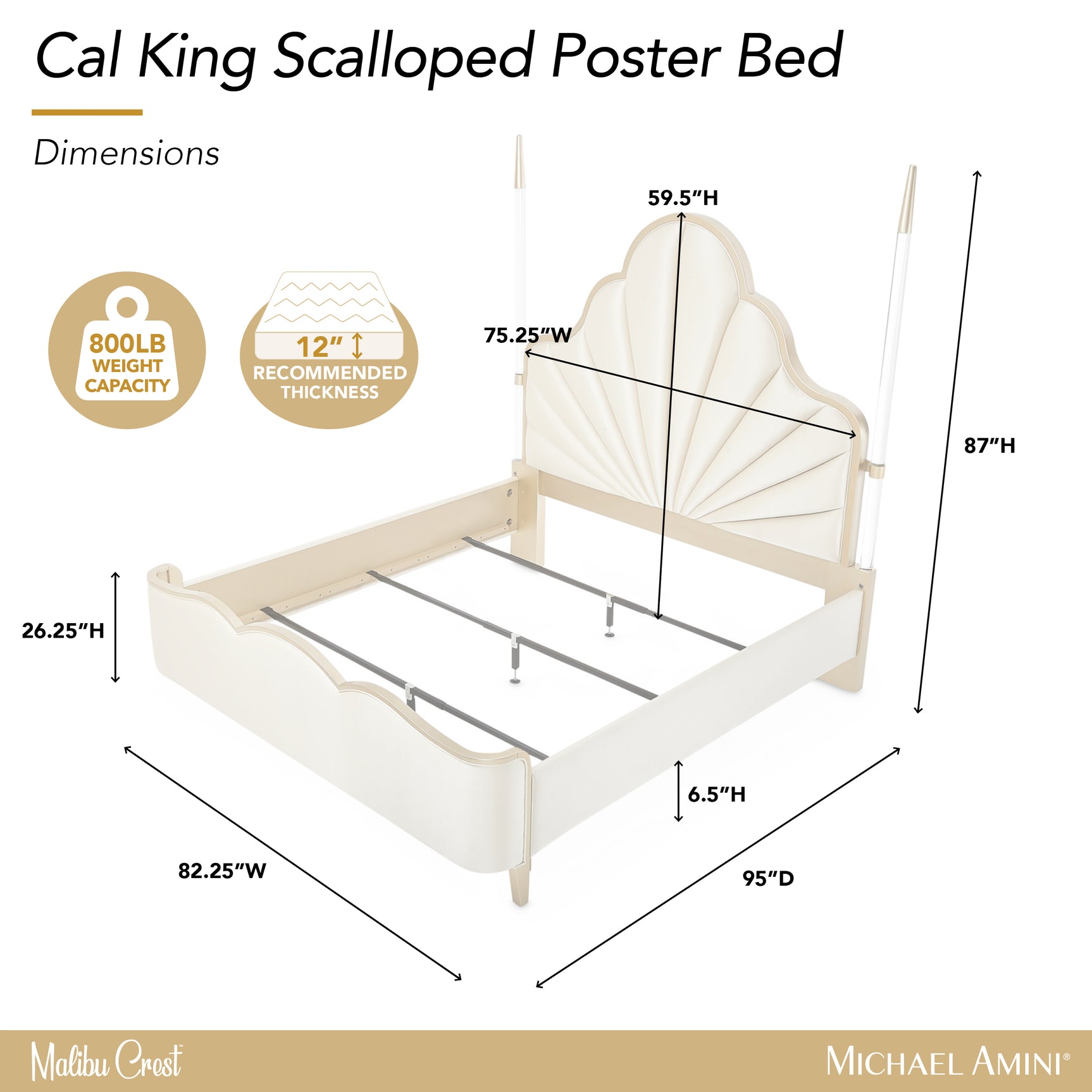 Malibu Crest Chardonnay/Porcelain Scalloped Poster Bed - Ornate Home