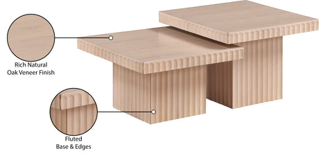 Malibu Natural Wood And Oak Veneer 2-Piece Coffee Table - Ornate Home