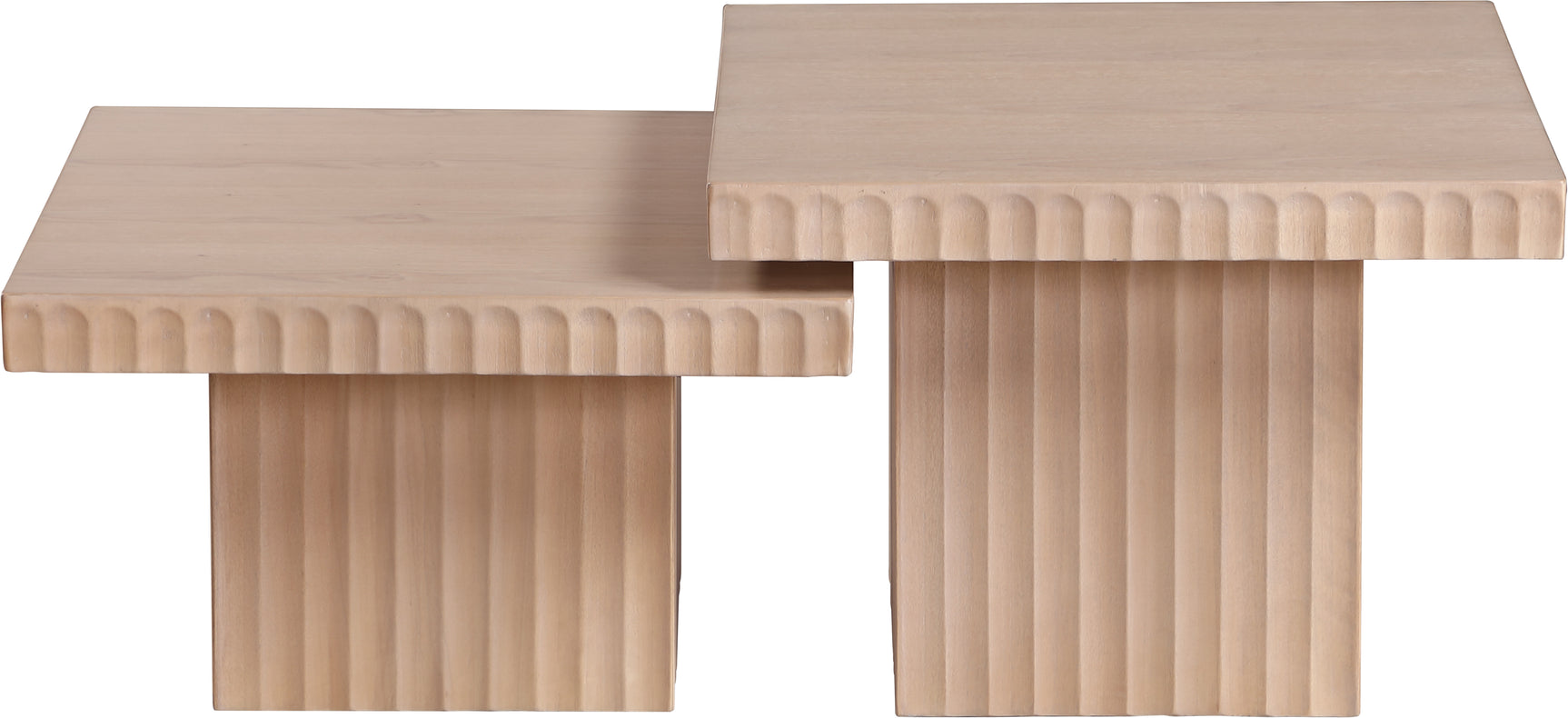 Malibu Natural Wood And Oak Veneer 2-Piece Coffee Table - Ornate Home