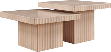 Malibu Natural Wood And Oak Veneer 2-Piece Coffee Table - Ornate Home