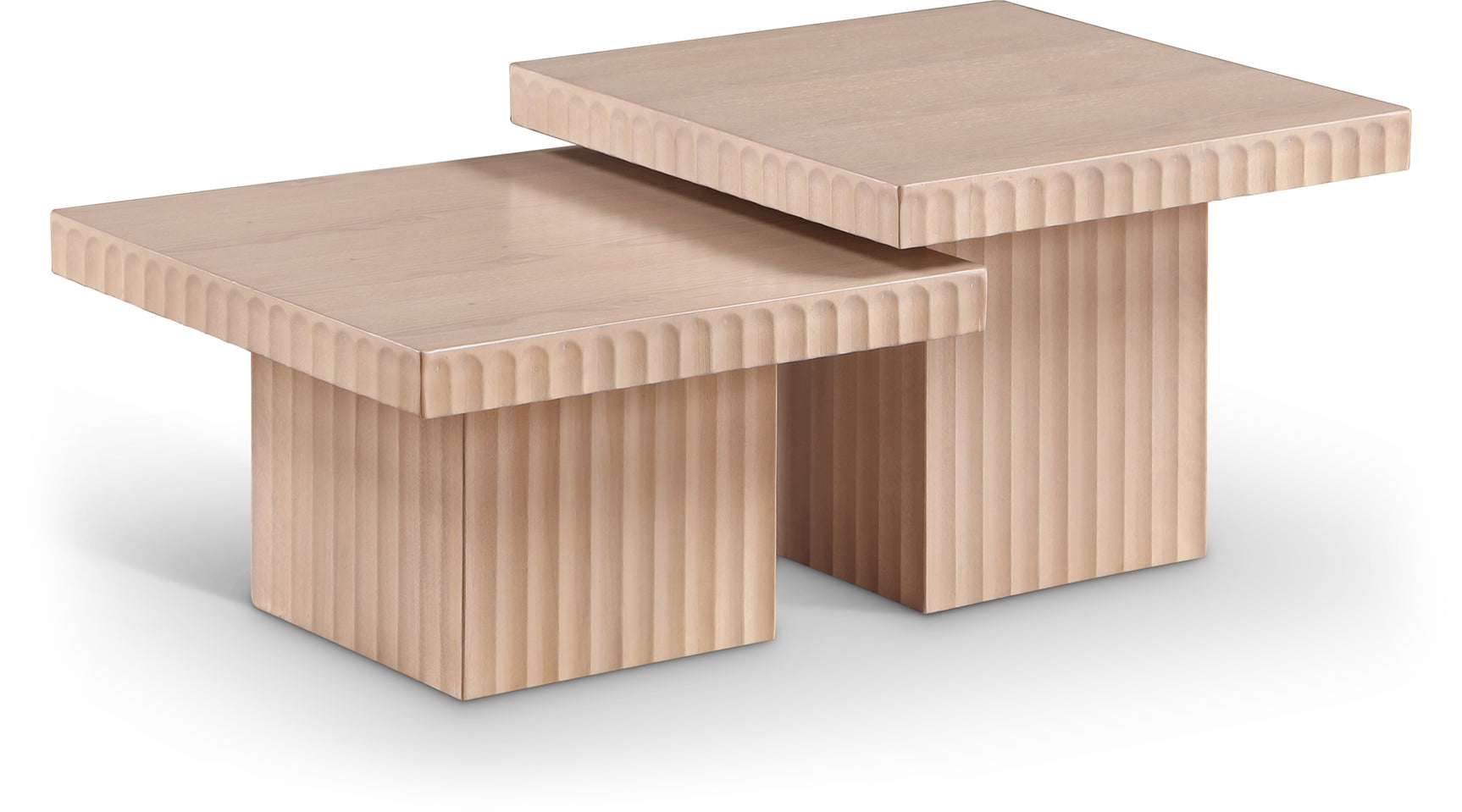 Malibu Natural Wood And Oak Veneer 2-Piece Coffee Table - Ornate Home