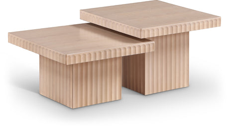 Malibu Natural Wood And Oak Veneer 2-Piece Coffee Table - Ornate Home