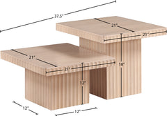 Malibu Natural Wood And Oak Veneer 2-Piece Coffee Table - Ornate Home